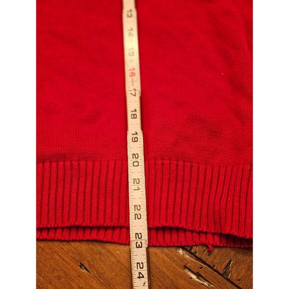 Karen Scott 100%cotton sweater Large red Quarter zip ribbed crew neck pullover - Picture 9 of 10